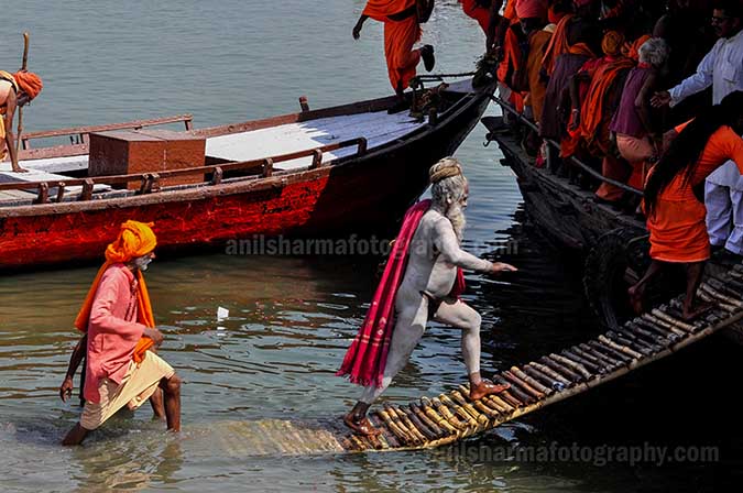 Culture- Naga Sadhu\u2019s (India) - A Group of Naga Sadhu’s on a boat returning to their camps at Varanasi. by Anil