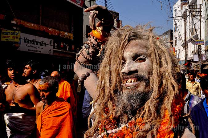 Culture- Naga Sadhu\u2019s (India) - A Naga Sadhu wearing Rudrakash beat mala in Varanasi. by Anil
