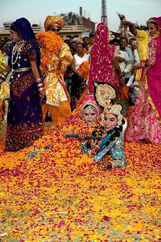 Festivals- Holi and Elephant Festival (Jaipur) - Rajasthani folk artists performing Radha-Krishana Leela at Holi and Elephant Festival at jaipur, Rajasthan (India).
. by Anil
