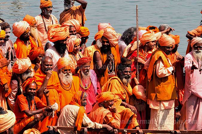 Culture- Naga Sadhu\u2019s (India) - A group of Naga Sadhu's in a Boat returning to their camps at Varanasi. by Anil