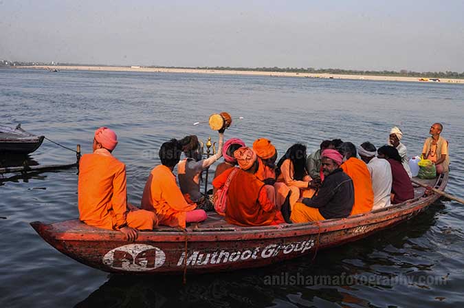 Culture- Naga Sadhu\u2019s (India) - A group of Naga Sadhu's on a Boat returning to their camps at Varanasi. by Anil