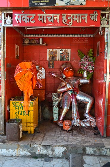 Fairs- Pushkar Fair (Rajasthan) - Pushkar, Rajasthan, India- January 16, 2018: A small temple of Hindu God Hanuman at Holy Pushkar Sarovar Ghat at Pushkar, Rajasthan, India. by Anil