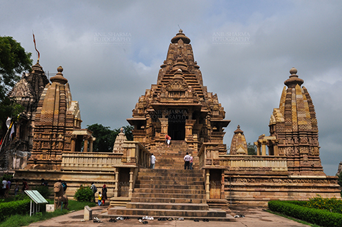 Monuments-  Khajuraho Temples (Madhya Pradesh) - The front view of Lakshmana Temple at Khojuraho, Madhya Pradesh, India. by Anil