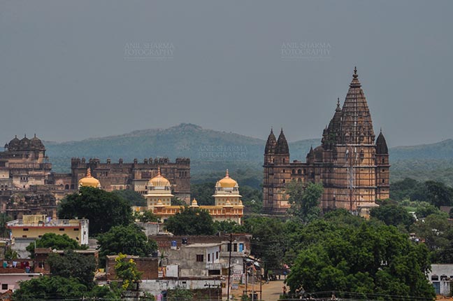 Monuments- Palaces and Temples of Orchha - Orchha, Madhya Pradesh, India- August 20, 2012: Chaturbhuj temple View from Laxmi Temple, Orchha, Madhya Pradesh, India. by Anil