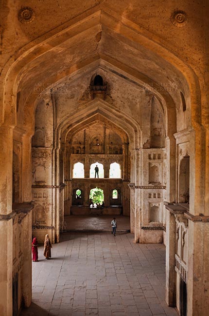 Monuments- Palaces and Temples of Orchha - Orchha, Madhya Pradesh, India- August 20, 2012: Interior of the Chaturbhuj Temple Orchha, Madhya Pradesh, India. by Anil