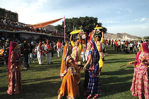 Festivals- Holi and Elephant Festival (Jaipur) - Folk artist of Rajasthan performing Radha- Krishana Leela at Holi and Elephant Festival at jaipur, Rajasthan (India). by Anil