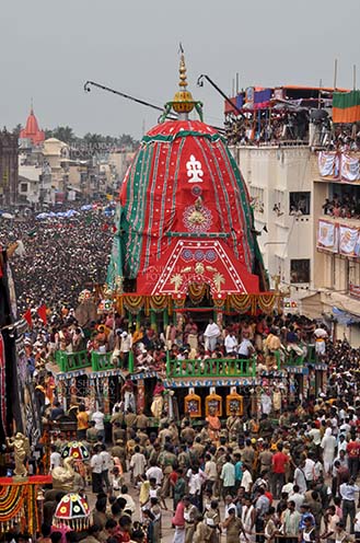Festivals- Jagannath Rath Yatra (Odisha) - Richly decorated chariot of Lord Balbhadra commemorates the procession from Jagannath temple to Gundicha Temple, for Jagannath Rath Yatra festival at Puri, Odisha, India by Anil