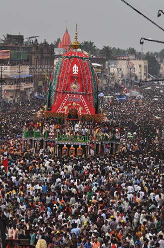 Festivals- Jagannath Rath Yatra (Odisha) - Richly decorated chariot of Lord Balbhadra commemorates the procession from Jagannath temple to Gundicha Temple, for Jagannath Rath Yatra festival at Puri, Odisha, India. by Anil