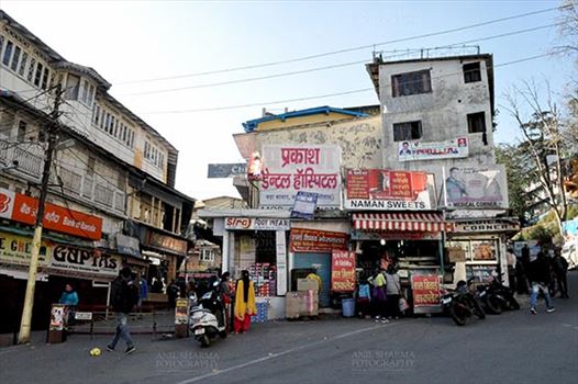 Nainital, Uttarakhand, India- November 13, 2015: Bara Bazar Market place famous for candles, woolen cloths, fruits and handicrafts at Mallital, Nainital, Uttarakhand, India.