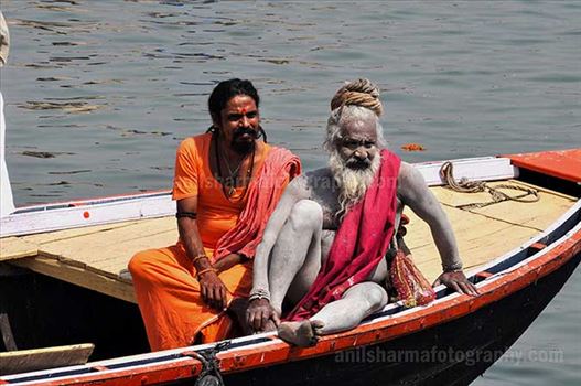 Two Naga Sadhu’s on the boat in Varanasi