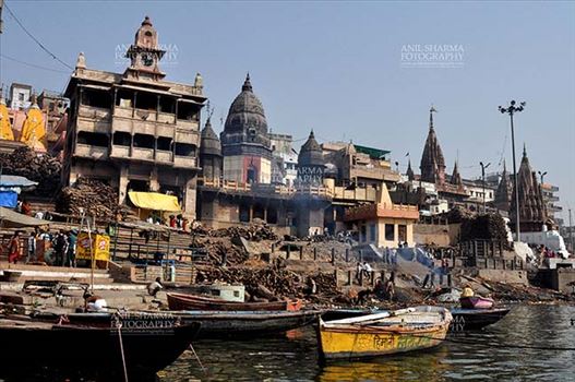Travel- Varanasi the city of light (India) - The Manikarnika Ghats is the main Traditional Hindu cremation place where Hindu bodies are cremated at Varanasi, Uttar Pradesh, India.