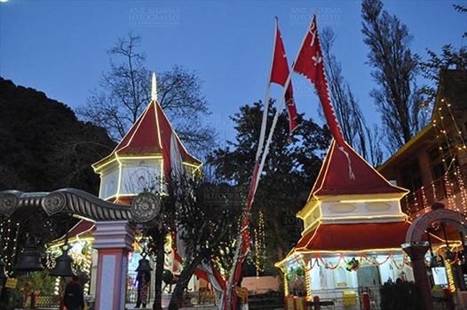Travel- Nainital (Uttarakhand) - Nainital, Uttarakhand, India- November 11, 2015: The beauty of Naina Devi Temple early in the morning on Diwali " The festival of lights" at Nainital, the temple devoted to Maa Naina Devi is situated right on Naini Lake at Mallital, Nainital, Uttrakhand,