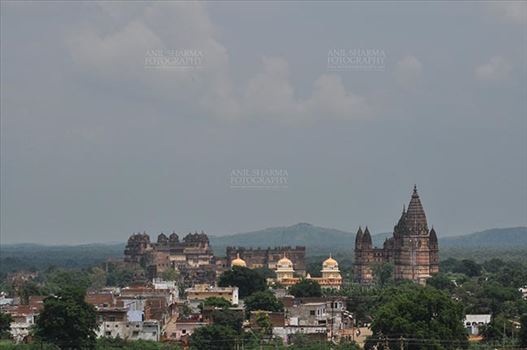 Orchha, Madhya Pradesh, India- August 20, 2012: Chaturbhuj temple View from Laxmi Temple, Orchha, Madhya Pradesh, India.