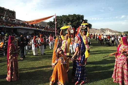 Folk artist of Rajasthan performing Radha- Krishana Leela at Holi and Elephant Festival at jaipur, Rajasthan (India).