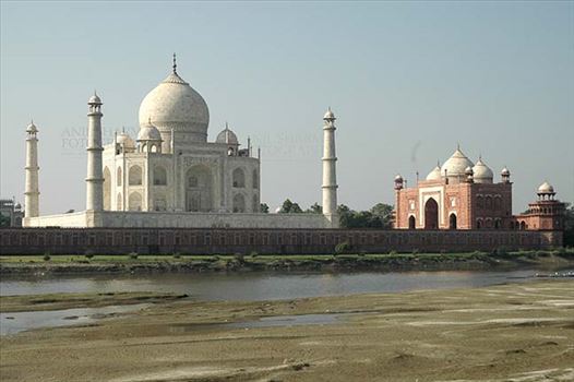 The Beauty of Taj Mahal (back side view ) the jewel of Muslim art in India at Agra, Uttar Pradesh, India.
