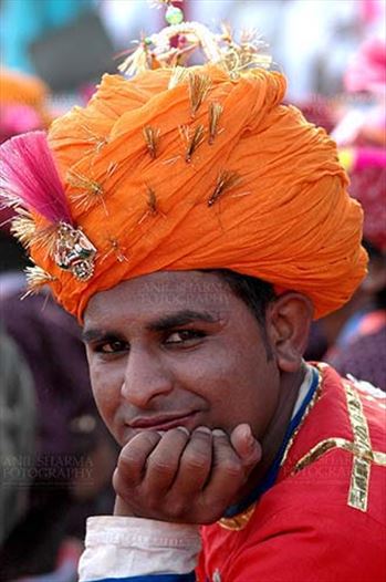 A Rajasthani artist at Holi and Elephant Festival at jaipur, Rajasthan (India).